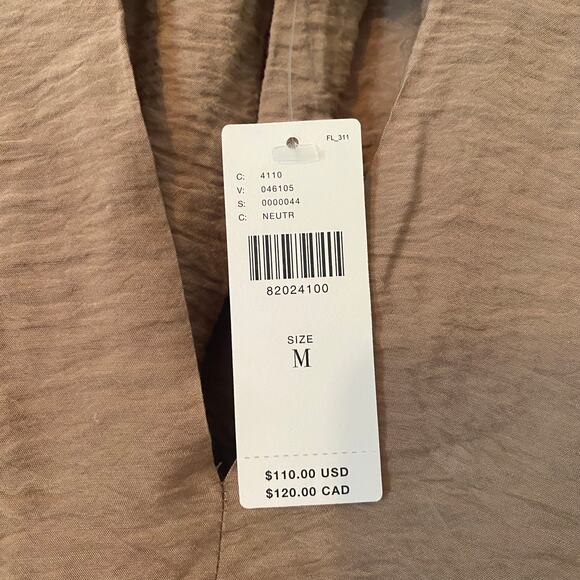 NWT Self Contrast Anthropologie Tan Brown Long Sleeve Tunic Blouse size Medium - Picture 4 of 10